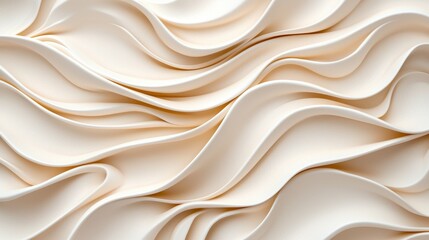 Obraz premium Flowing wave-like shapes in delicate white tones, forming an abstract, organic rhythm, perfect for a clean and contemporary design on a white background