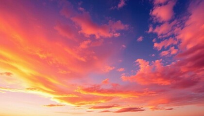 Obraz premium sunset with a pink and orange sky and clouds