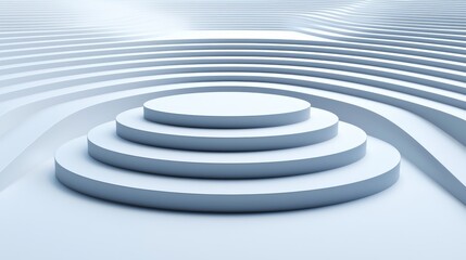 Obraz premium Elegant wavy lines, minimalist geometry, bright white setting