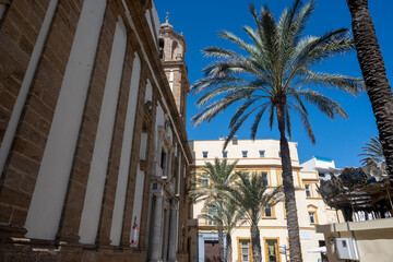 Obraz premium Walking through Cadiz, one of oldest cities and ports in Europe on Atlantic Ocean in southern Spain in Andalusia, tourists destination