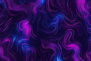Abstract blue and pink neon lines pattern drawn by light on a dark background for an innovative programs. Pattern.