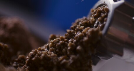 Grinding process close-up