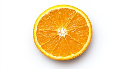 Fototapeta premium Orange slice macro shot, vibrant pulp with natural texture, fresh and vivid appearance, isolated on white background