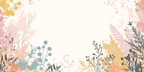 Abstract Floral Watercolor Painting with Pastel Colors