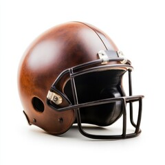 Fototapeta premium Football action helmet sports field equipment photo close-up dynamic view safety in sports, isolated on white background