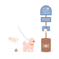 Dog and Pet Waste Station to Clean Up After Your Pet Vector Illustration