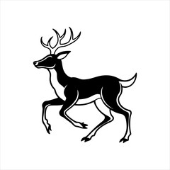 Obraz premium A deer animal silhouette vector, running, jumping, style design, plain black and white 