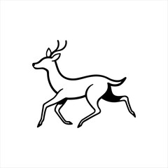 Obraz premium A deer animal silhouette vector, running, jumping, style design, plain black and white 