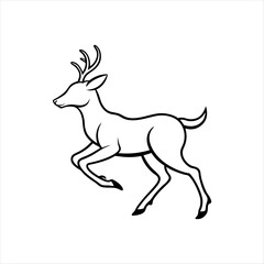 Obraz premium A deer animal silhouette vector, running, jumping, style design, plain black and white 