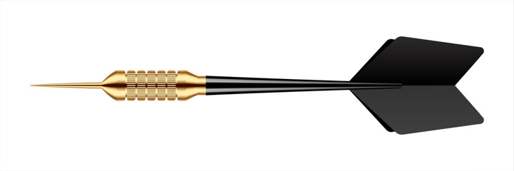 Dart arrow with metal tip and shadow. Dart throwing sport game, dartboard equipment. Vector illustration