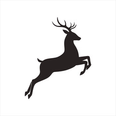 Fototapeta premium A deer animal silhouette vector, running, jumping, style design, plain black and white 