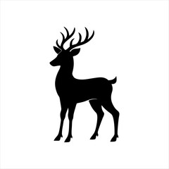 Obraz premium A deer animal silhouette vector, running, jumping, style design, plain black and white 