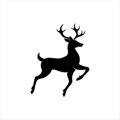 Fototapeta premium A deer animal silhouette vector, running, jumping, style design, plain black and white 