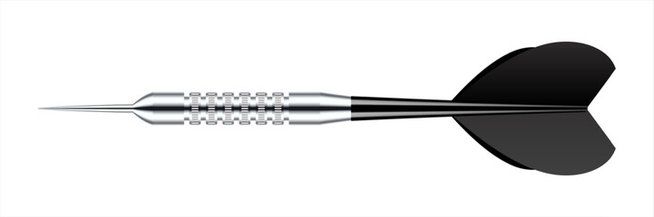 Dart arrow with metal tip and shadow. Dart throwing sport game, dartboard equipment. Vector illustration