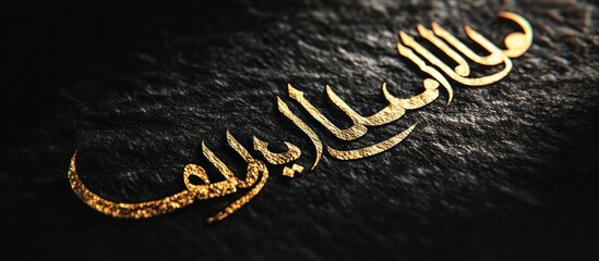 Arabic text, bold black ink with gold shadow effect, dramatic lighting 