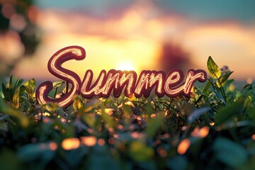 Text "Summer" , 3d rendering , mockup photoshop & style photo shop