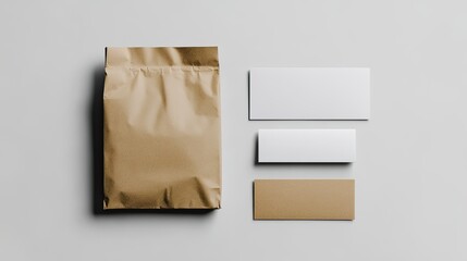Stationery Flatlay Business Card And Mailer Bag Mockup
