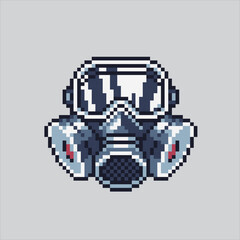 Pixel art illustration Firefighter Mask. Pixelated Fire Mask. Red Firefighter Mask icon pixelated for the pixel art game and icon for website and video game. old school retro.