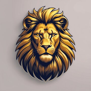 Majestic golden lion heart logo in stylized design