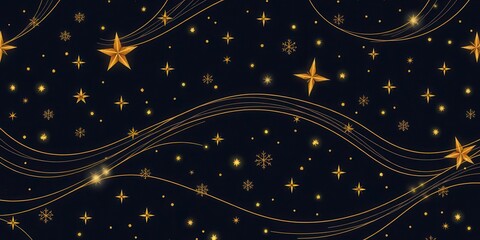 Abstract star Christmas background with elegant golden vector lines, elegant, seamless, vector