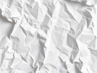 Obraz premium Crumpled white paper with soft shadows on a white background, crumpled, flat lay