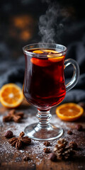 Concept photo of mulled wine with space for text