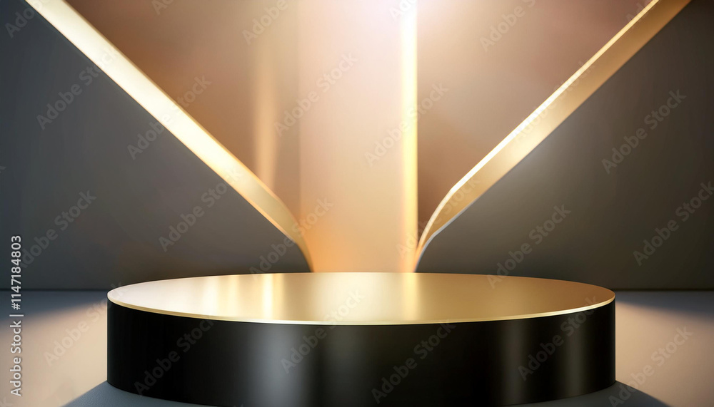 Poster blank product stand and abstract background with light and reflection. 3d rendering.