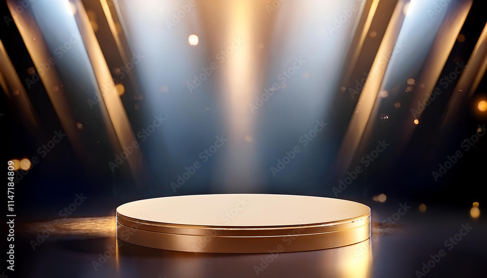 Poster blank product stand and abstract background with light and reflection. 3d rendering.
