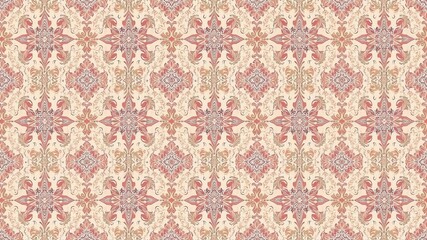 Elegant and intricate seamless damask wallpaper pattern in soft pastel colors, colors, intricate, vintage