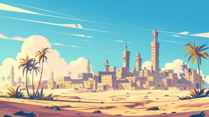 Obraz premium Agrabah is famous for its bustling bazaar, where merchants sell spices, textiles, and exotic treasures from far-off lands