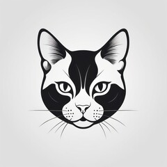 Fototapeta premium Black and white cat head graphic design illustration