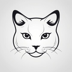 Obraz premium Elegant Line Art Cat Head Design