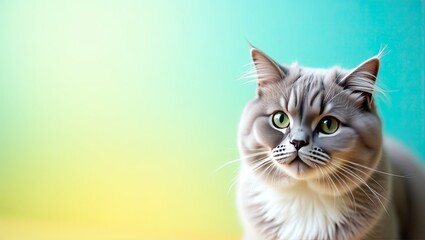 Obraz premium Majestic british short hair cat with colorful background