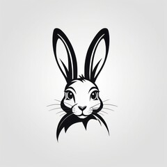 Obraz premium A stylized black and white rabbit head illustration