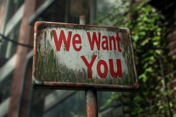 Text "We Want You" , 3d rendering , mockup photoshop & style photo shop