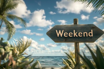 Text "Weekend" , 3d rendering , mockup photoshop & style photo shop