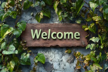 Text "Welcome" background, 3d rendering