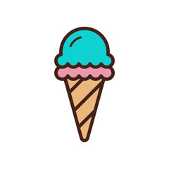 Ice cream cone Line Icon Isolated On White Background.