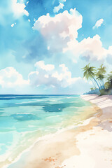 Tropical Beach Watercolor Background Tag trop