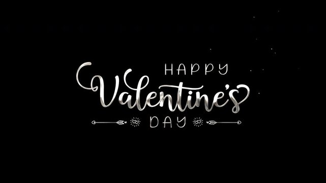Happy valentines day text in a white fancy script font, perfect for greeting cards, social media posts, or valentines day designs.