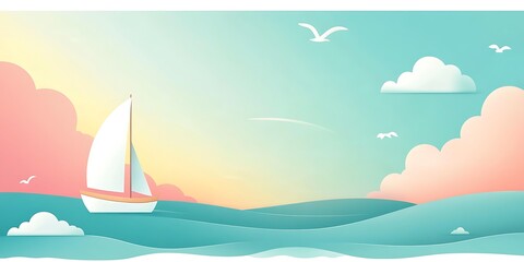 Sailboat at Sunset Peaceful Ocean Scene