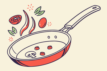 vector illustration of frying pan
