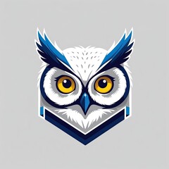 Obraz premium Stylized colored owl head logo vector illustration 