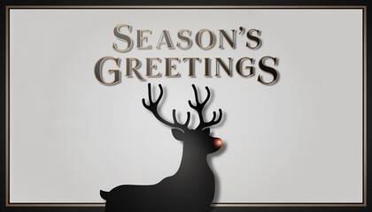 Elegant black-and-gold Christmas card with reindeer silhouette and luxurious "Season's Greetings" text