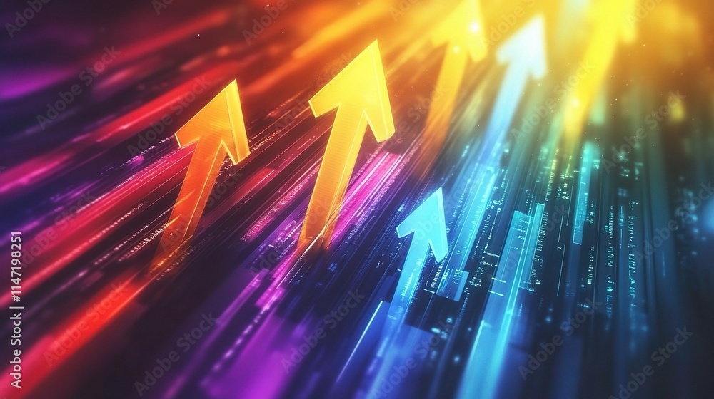 Poster vibrant digital transformation visualization with arrows in motion