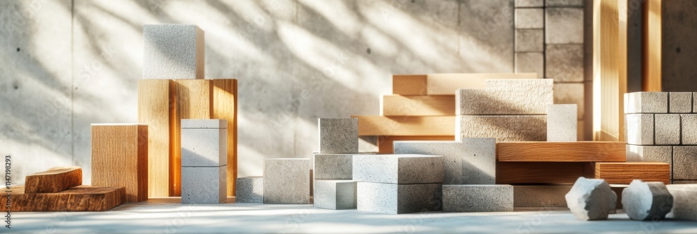 Poster construction materials arranged in a modern workspace with ample light and clean lines. generative a