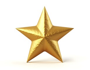 Obraz premium Brocaded Gold Star Isolated on White and Png Transparent Background. Christmas Decoration ia