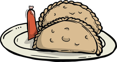 Cute Cartoon Illustration of Indonesia Traditional Food 