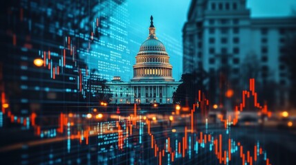 Capitol Building with stock market graphics overlay.. 
