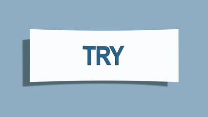 Try. A card isolated on blue background.